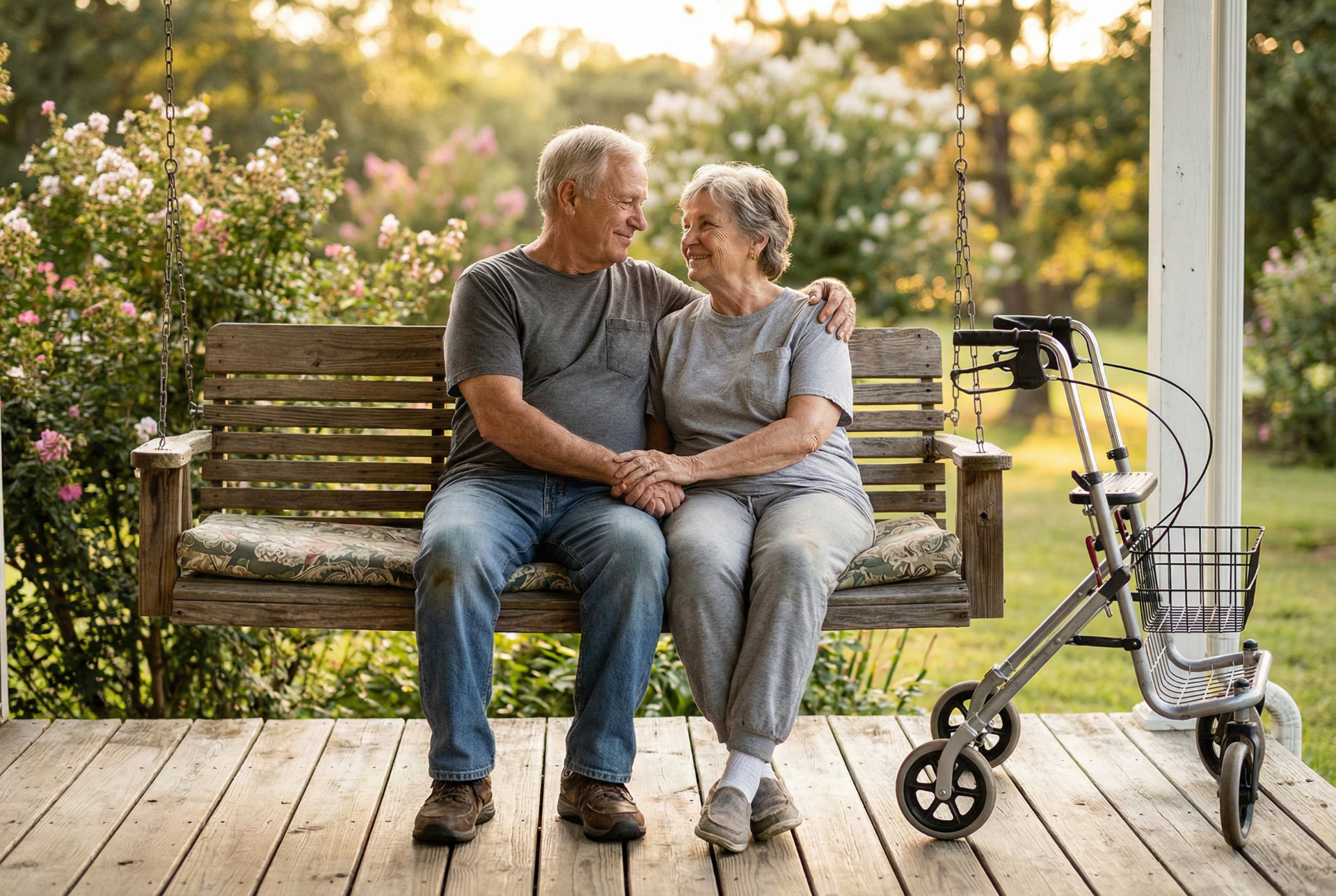Elderly couple celebrating their marriage